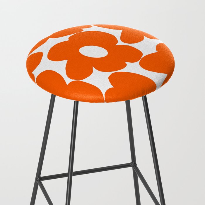 Orange Retro Flowers White Background #decor #society6 #buyart Stool Gallery Image 2