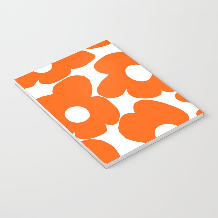 Orange Retro Flowers White Background #decor #society6 #buyart Notebook Gallery Image 3