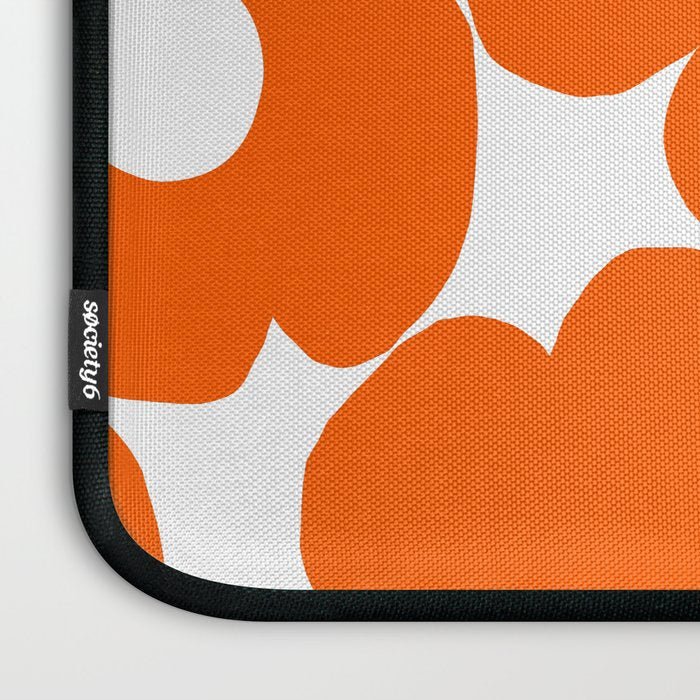 Orange Retro Flowers White Background #decor #society6 #buyart Laptop Sleeve Gallery Image 3