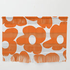 Orange Retro Flowers White Background #decor #society6 #buyart Wall Hanging Gallery Image 1