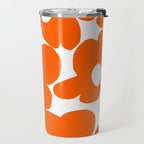 Orange Retro Flowers White Background #decor #society6 #buyart Travel Mug Gallery Image 2