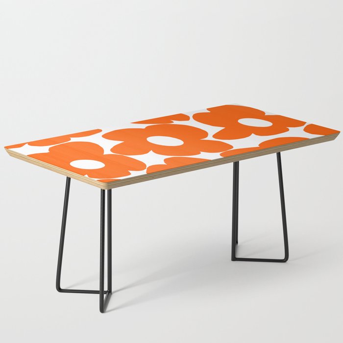 Orange Retro Flowers White Background #decor #society6 #buyart Coffee Table Gallery Image 1