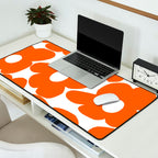 Orange Retro Flowers White Background #decor #society6 #buyart Desk Mat Gallery Image 2
