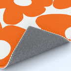 Orange Retro Flowers White Background #decor #society6 #buyart Rug Gallery Image 4