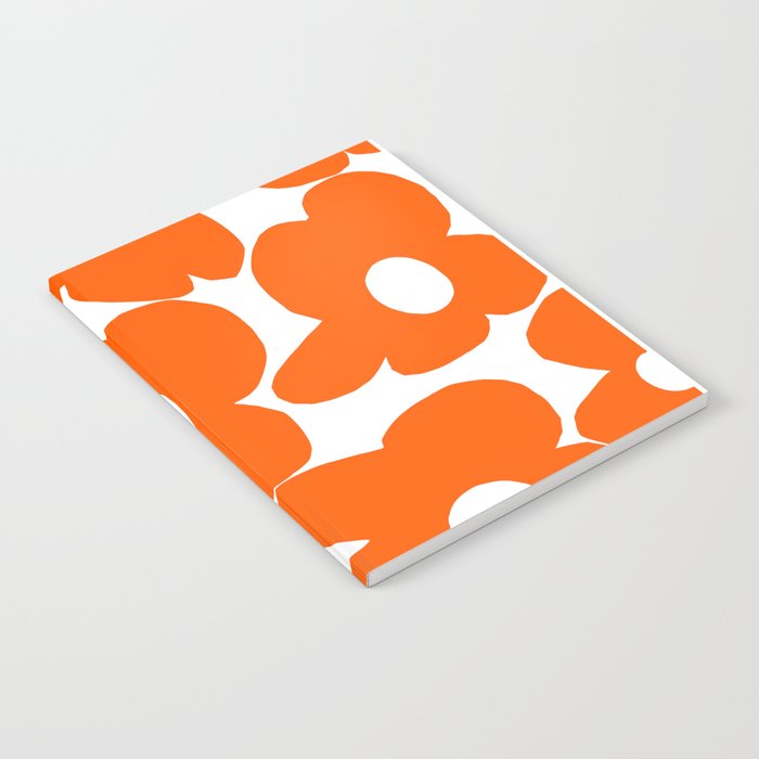 Orange Retro Flowers White Background #decor #society6 #buyart Notebook Gallery Image 2