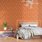 Orange Retro Flowers White Background #decor #society6 #buyart Wallpaper Gallery Image 3
