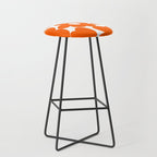 Orange Retro Flowers White Background #decor #society6 #buyart Stool Gallery Image 1