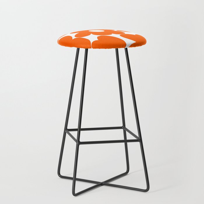 Orange Retro Flowers White Background #decor #society6 #buyart Stool Gallery Image 1