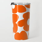 Orange Retro Flowers White Background #decor #society6 #buyart Travel Mug Gallery Image 3