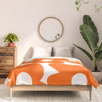 Orange Retro Flowers White Background #decor #society6 #buyart Comforter Gallery Image 3