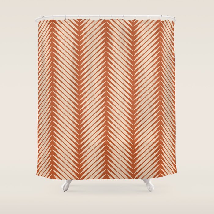 Palm Leaf Pattern - Orange Shower Curtain Gallery Image 1