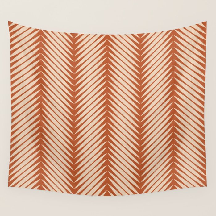 Palm Leaf Pattern - Orange Wall Tapestry Gallery Image 4