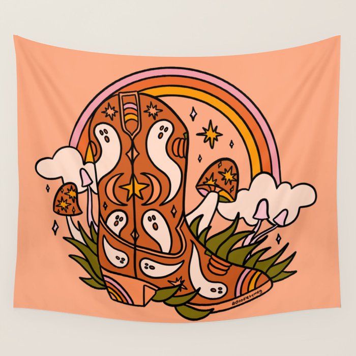 Halloween Cowboy Boots Wall Tapestry Gallery Image 1