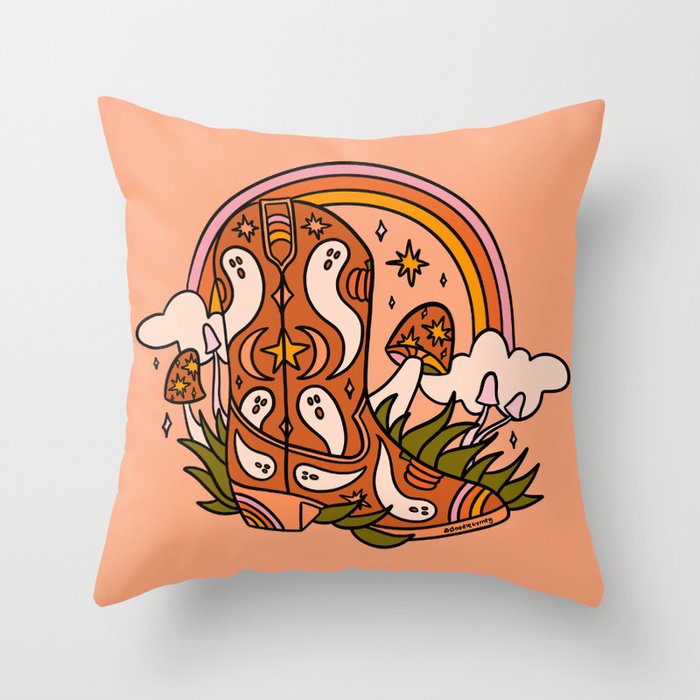 Halloween Cowboy Boots Throw Pillow Gallery Image 6