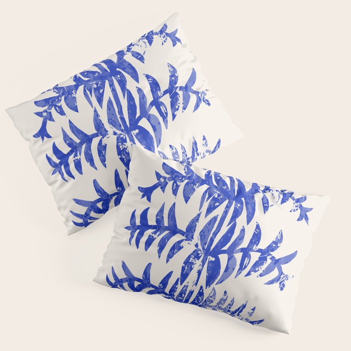 Blue leaves, Flower market print, Botanical poster, Floral wall art, Boho poster Pillow Sham Gallery Image 1