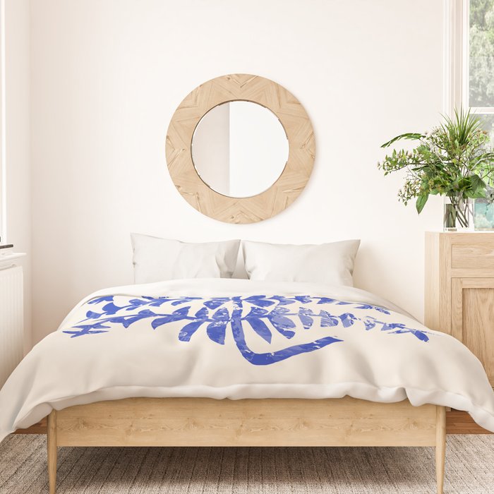 Blue leaves, Flower market print, Botanical poster, Floral wall art, Boho poster Duvet Cover Gallery Image 3