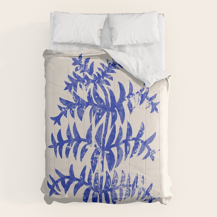 Blue leaves, Flower market print, Botanical poster, Floral wall art, Boho poster Comforter Gallery Image 6