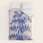 Blue leaves, Flower market print, Botanical poster, Floral wall art, Boho poster Duvet Cover Gallery Image 6