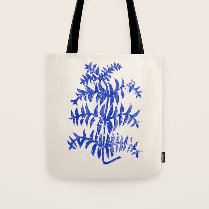 Blue leaves, Flower market print, Botanical poster, Floral wall art, Boho poster Tote Bag Gallery Image 1