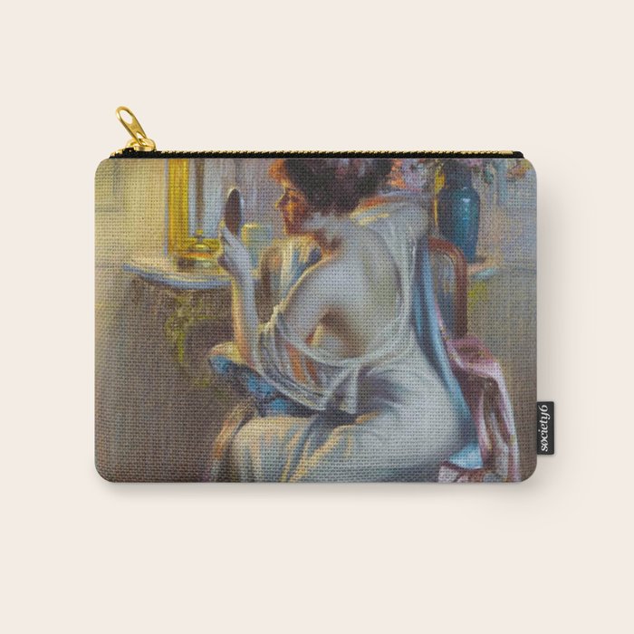 The looking glass colorful female portrait still life painting by Delphin Enjolras  Carry All Pouch Gallery Image 1