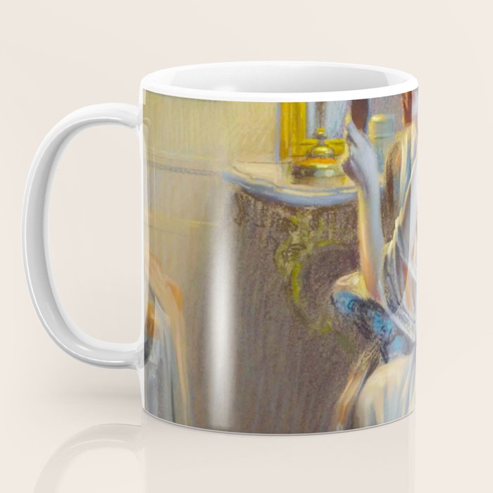 The looking glass colorful female portrait still life painting by Delphin Enjolras  Coffee Mug Gallery Image 3