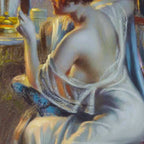 The looking glass colorful female portrait still life painting by Delphin Enjolras  Coffee Mug Gallery Image 2
