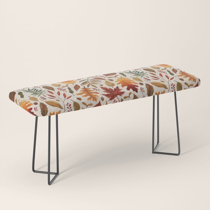 Watercolor Fall Leaves Bench Gallery Image 1
