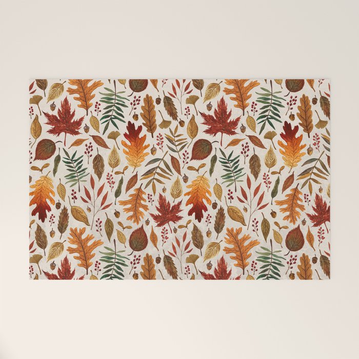 Watercolor Fall Leaves Welcome Mat Gallery Image 1