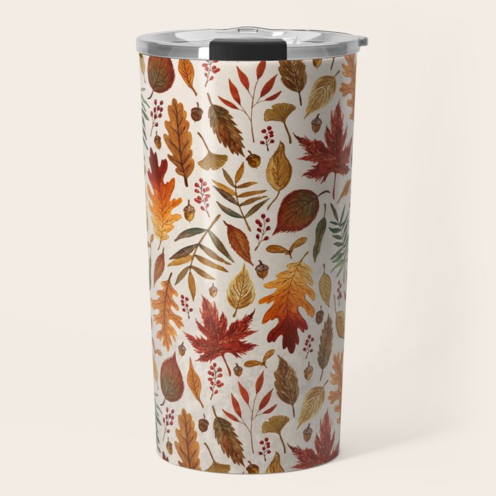 Watercolor Fall Leaves Travel Mug Gallery Image 1