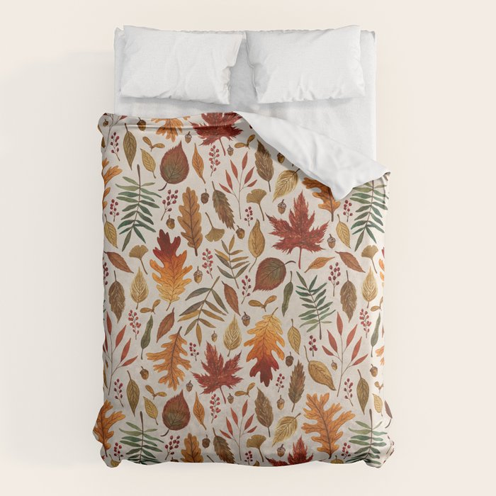 Watercolor Fall Leaves Duvet Cover Gallery Image 6