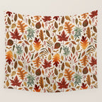 Watercolor Fall Leaves Wall Tapestry Gallery Image 4