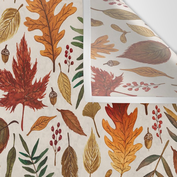 Watercolor Fall Leaves Wall Tapestry Gallery Image 3
