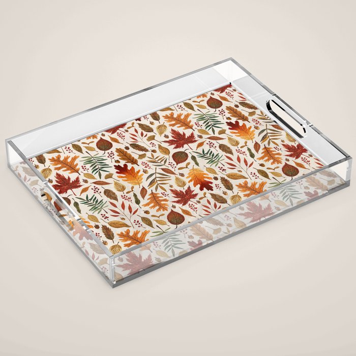 Watercolor Fall Leaves Acrylic Tray Gallery Image 1