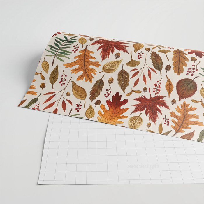 Watercolor Fall Leaves Wrapping Paper Gallery Image 2
