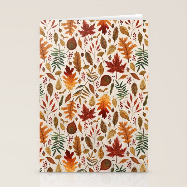 Watercolor Fall Leaves Stationery Card Gallery Image 1