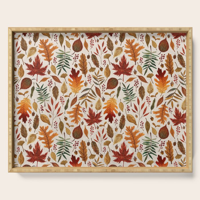 Watercolor Fall Leaves Serving Tray Gallery Image 1
