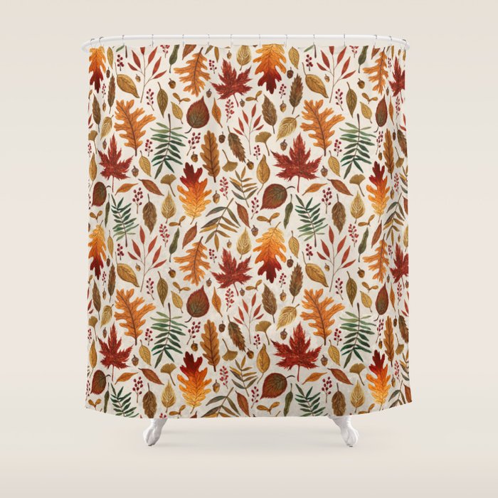 Watercolor Fall Leaves Shower Curtain Gallery Image 1