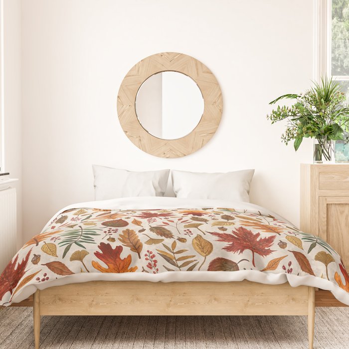 Watercolor Fall Leaves Duvet Cover Gallery Image 3
