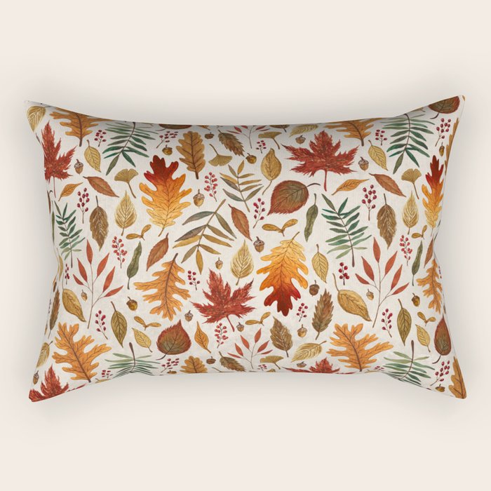 Watercolor Fall Leaves Rectangular Pillow Gallery Image 2