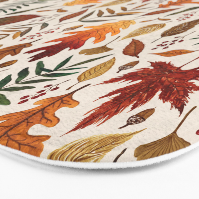 Watercolor Fall Leaves Bath Mat Gallery Image 3