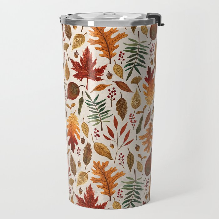 Watercolor Fall Leaves Travel Mug Gallery Image 2