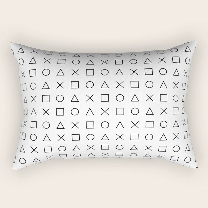 gaming design white - gamer pattern black and white Rectangular Pillow Gallery Image 2