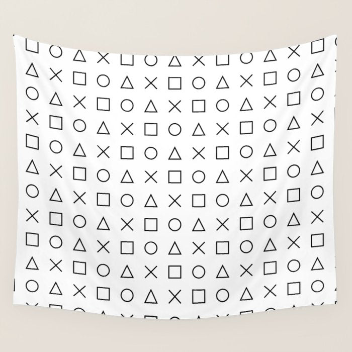 gaming design white - gamer pattern black and white Wall Tapestry Gallery Image 4