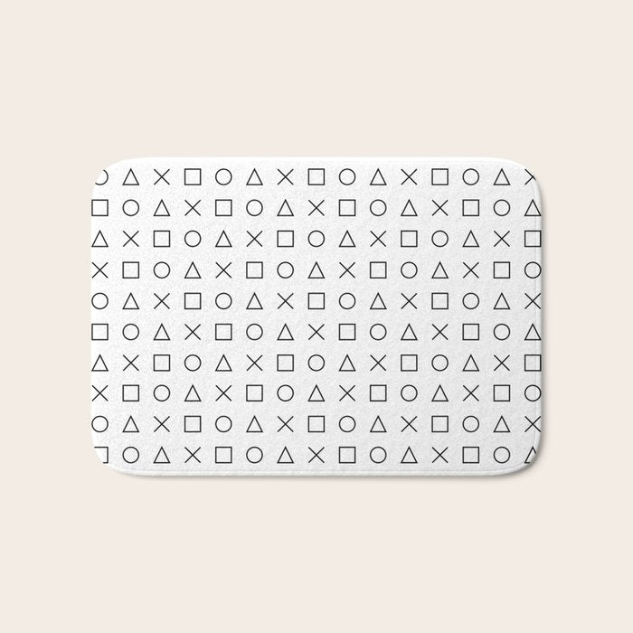 gaming design white - gamer pattern black and white Bath Mat Gallery Image 1