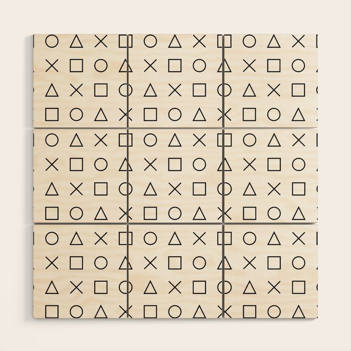 gaming design white - gamer pattern black and white Wood Wall Art Gallery Image 1