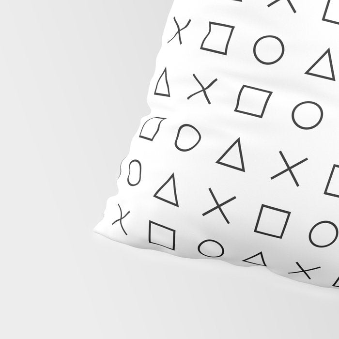 gaming design white - gamer pattern black and white Pillow Sham Gallery Image 4