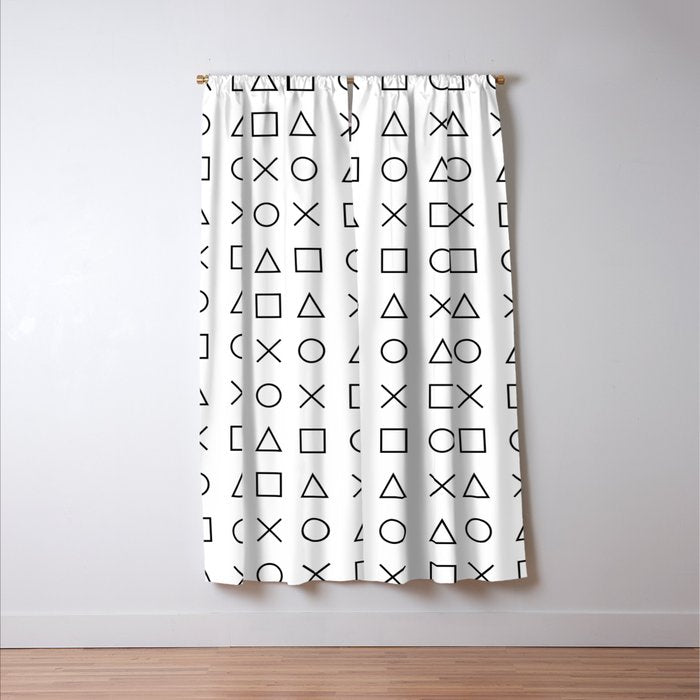 gaming design white - gamer pattern black and white Window Curtain Gallery Image 3