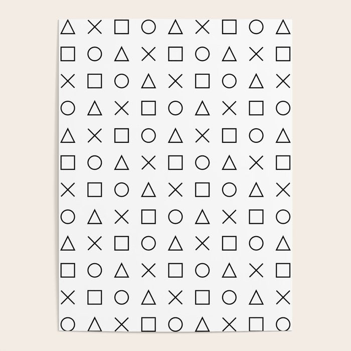 gaming design white - gamer pattern black and white Poster Gallery Image 1