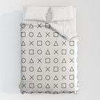 gaming design white - gamer pattern black and white Duvet Cover Gallery Image 6