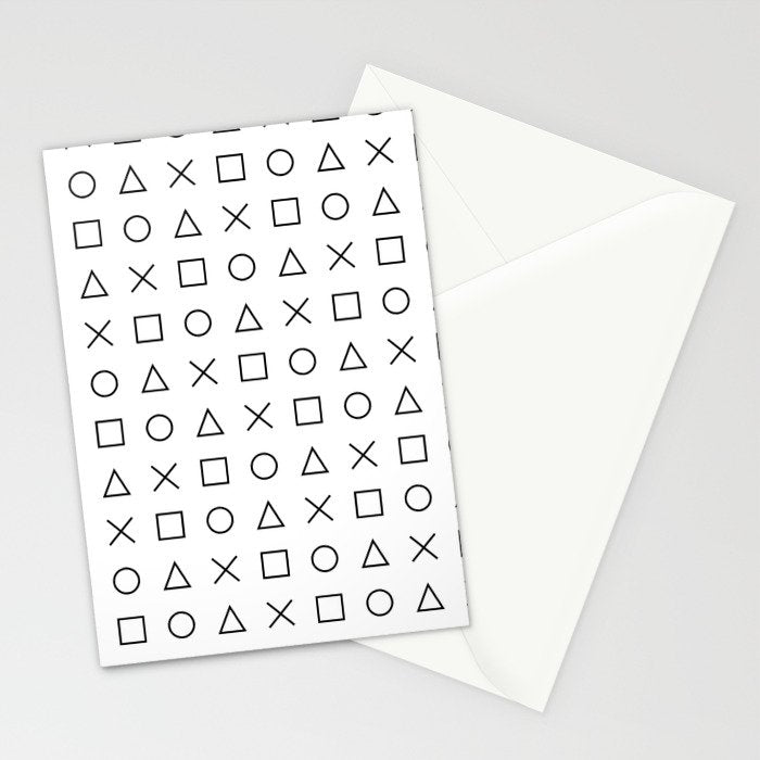 gaming design white - gamer pattern black and white Stationery Card Gallery Image 2